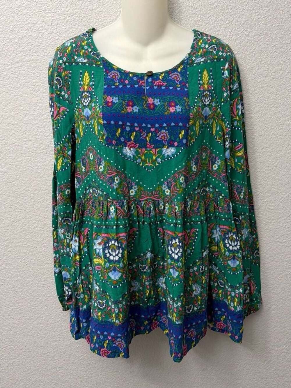 Matilda Jane Evergreen Floral Print Babydoll Boho Peasant Blouse